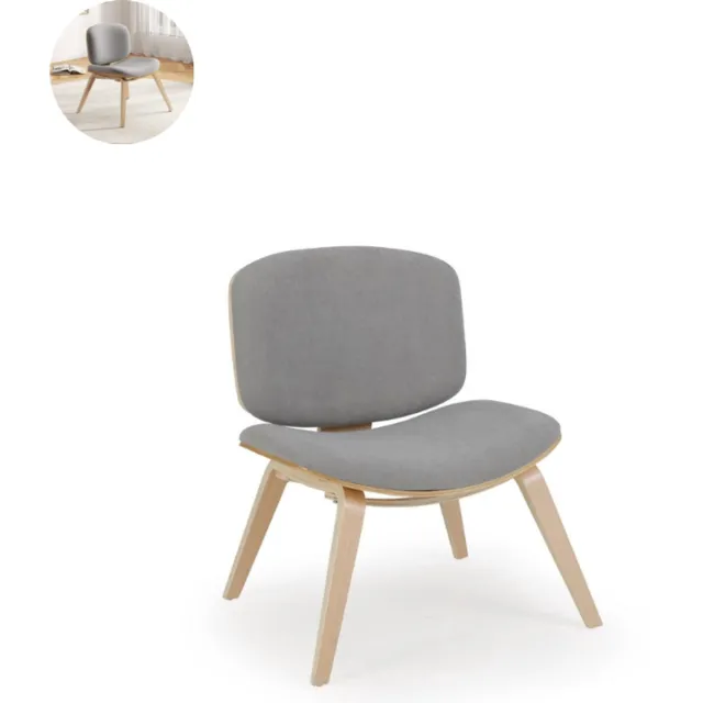 GranMaison Fauteuil - Relaxzetel - Relaxstoel - Relaxfauteuil - Stoel - Voor één Persoon - Grijs Lichtgrijs + Natuur