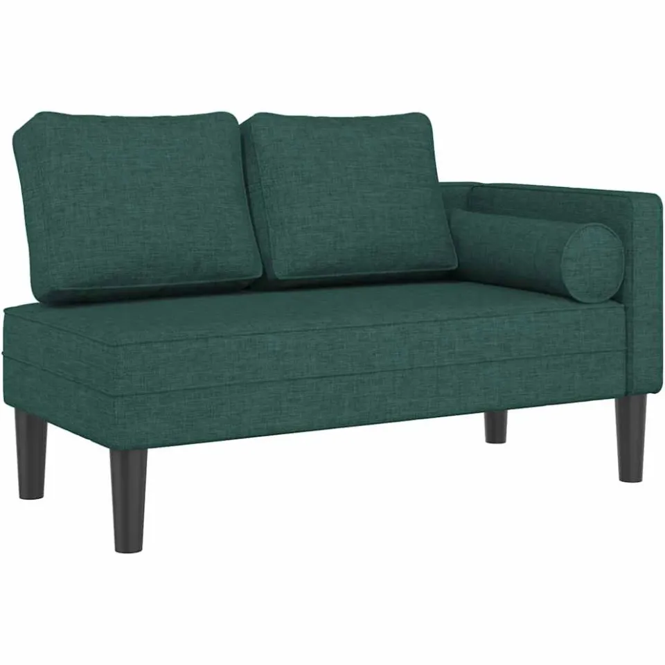 vidaXL Chaise longue met kussens stof donkergroen groen, foto 3