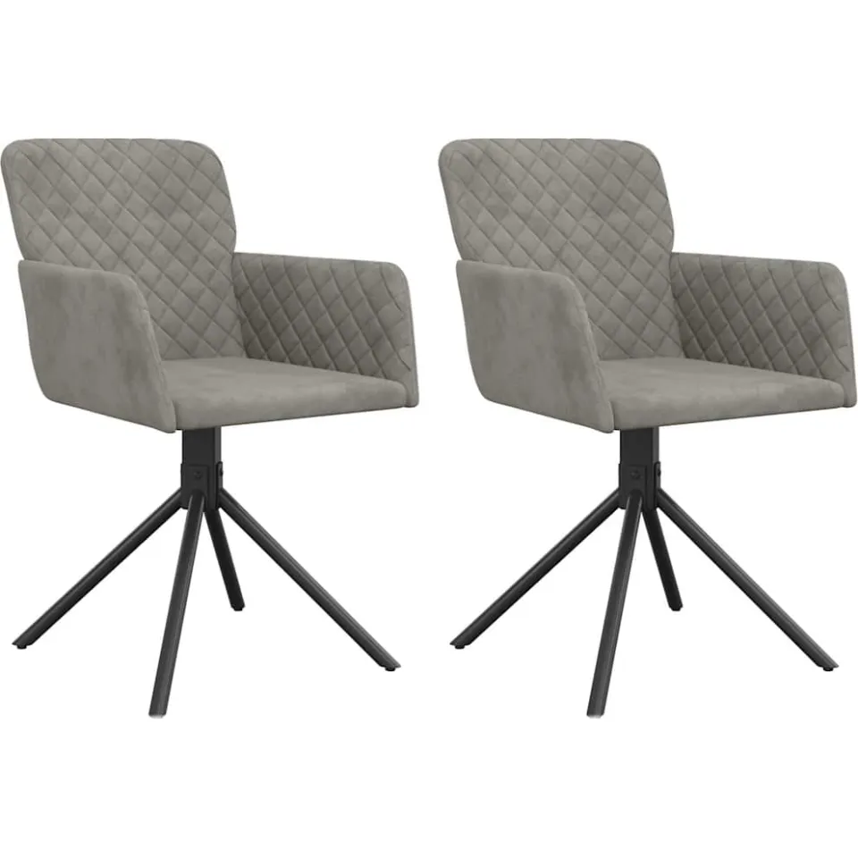 vidaXL Eetkamerstoelen draaibaar 2 st fluweel lichtgrijs grijs, foto 3