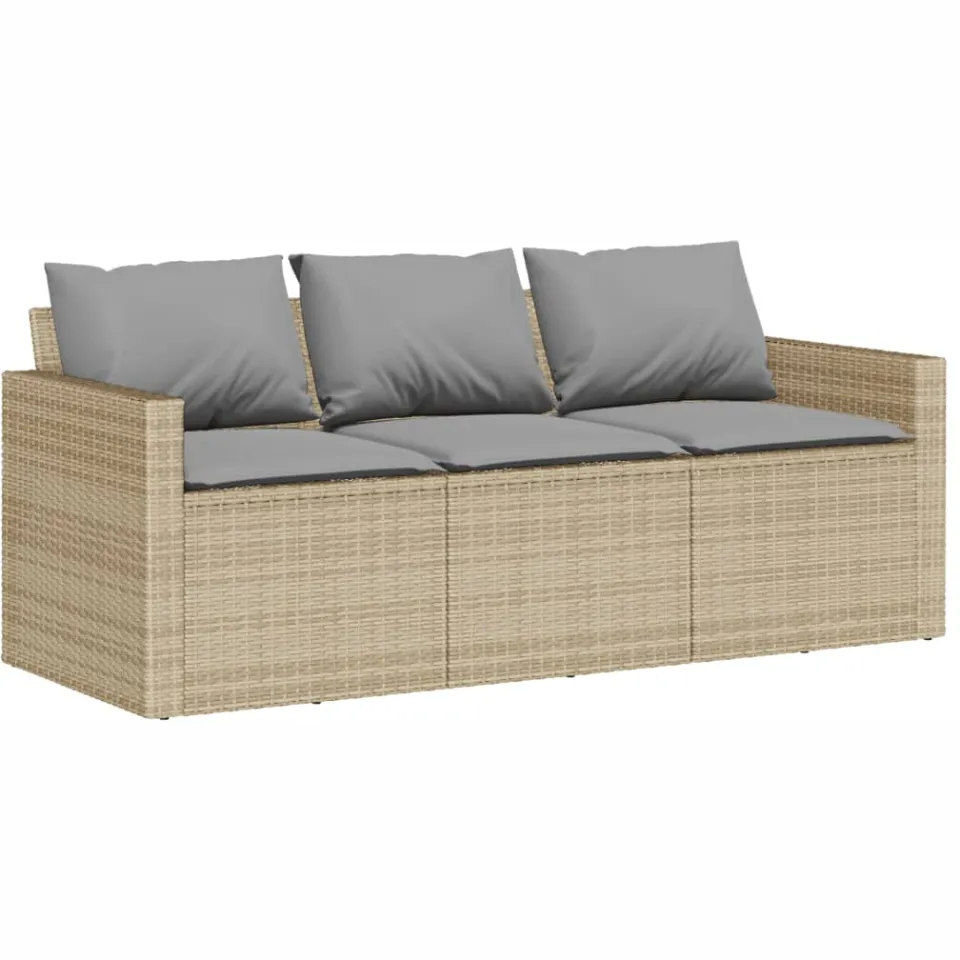 vidaXL 6-delige Loungeset met kussens poly rattan beige