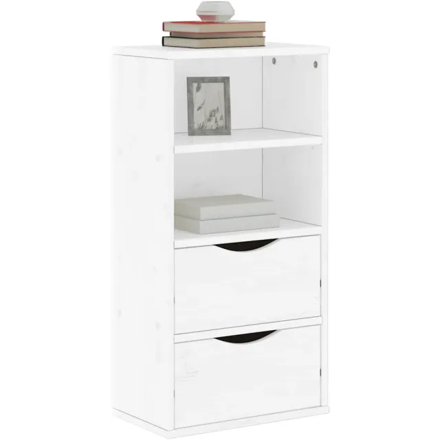 vidaXL Bijzetkast met lades ODDA 40x24x79 cm massief grenenhout wit