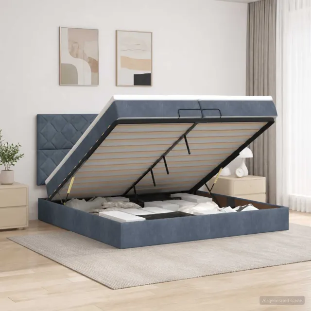 vidaXL Ottoman bed met matras Donkergrijs 200 x 200 cm Fluweel