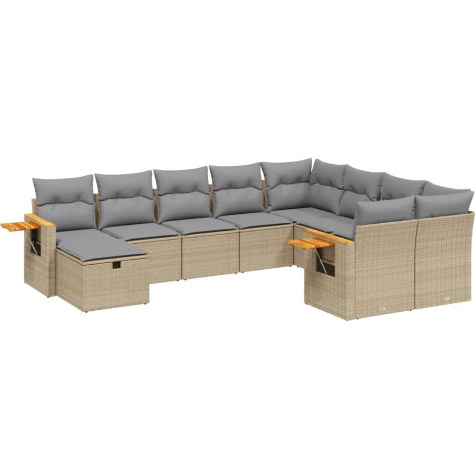 vidaXL Patio Sofa Set 9,00-zits Beige and Grey, foto 3
