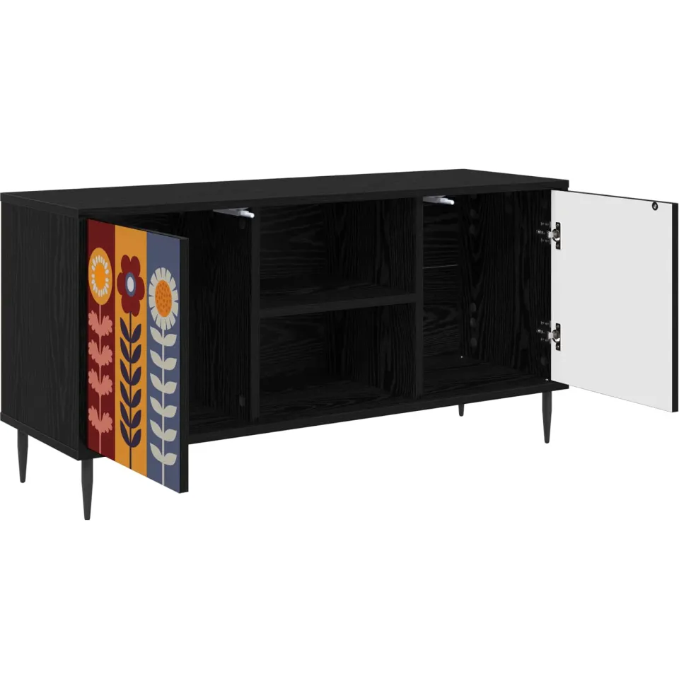 vidaXL Tv-meubel ESSEN 102 x 33 x 51 cm Zwart eiken Bewerkt hout