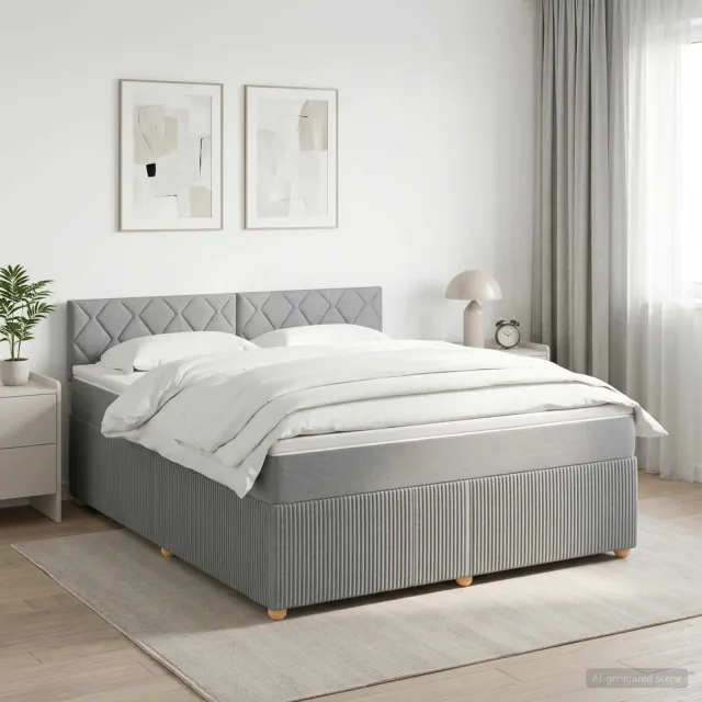 vidaXL Boxspringbed met matras Lichtgrijs 180 x 200 cm Stof