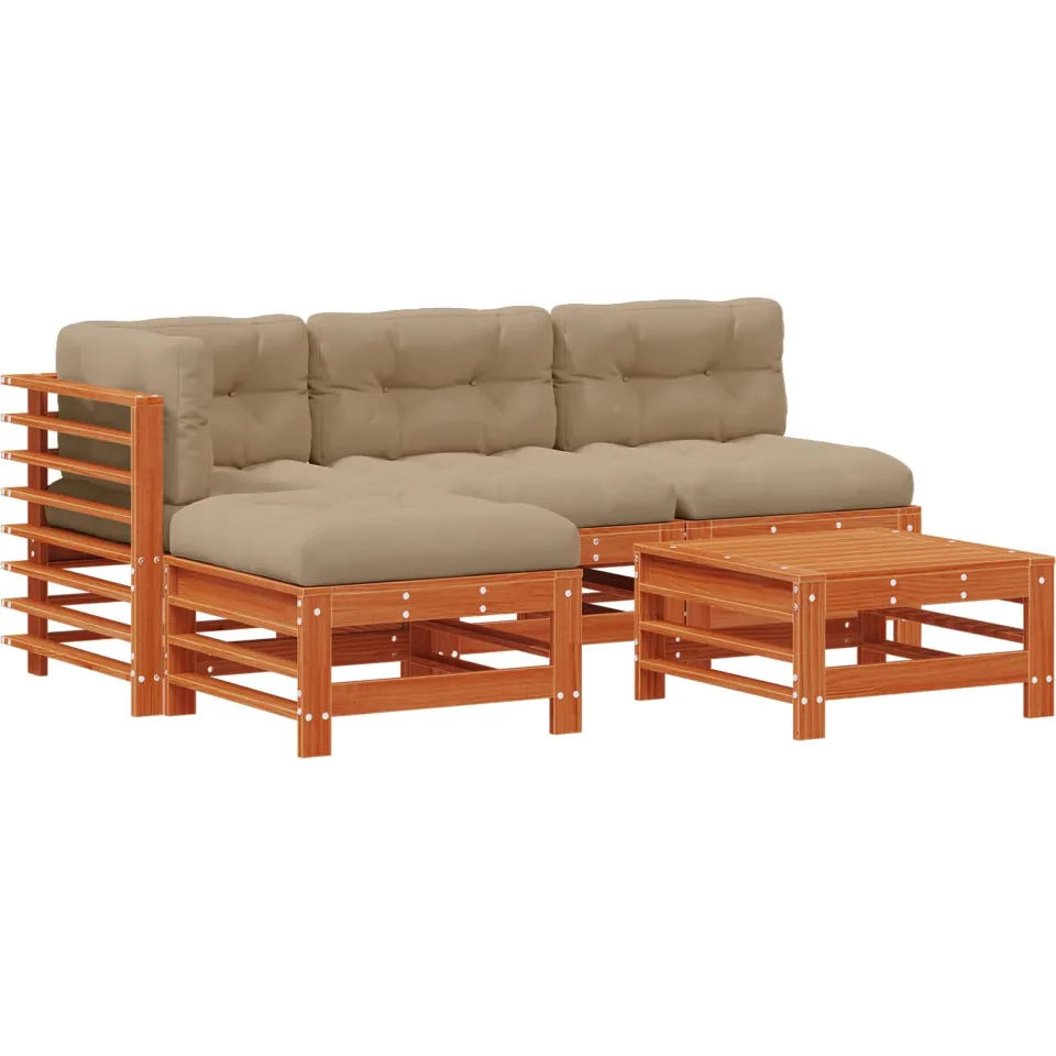 vidaXL Tuin loungeset 5 st Wasbruin Massief grenenhout bruin, foto 3