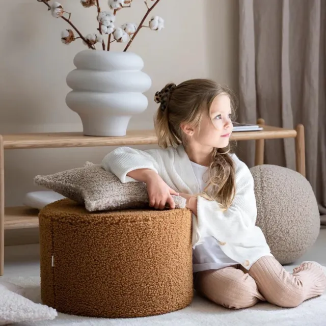 Wigiwama Teddy Pouffe / Poef - Ø40x25cm - Maple Bruin