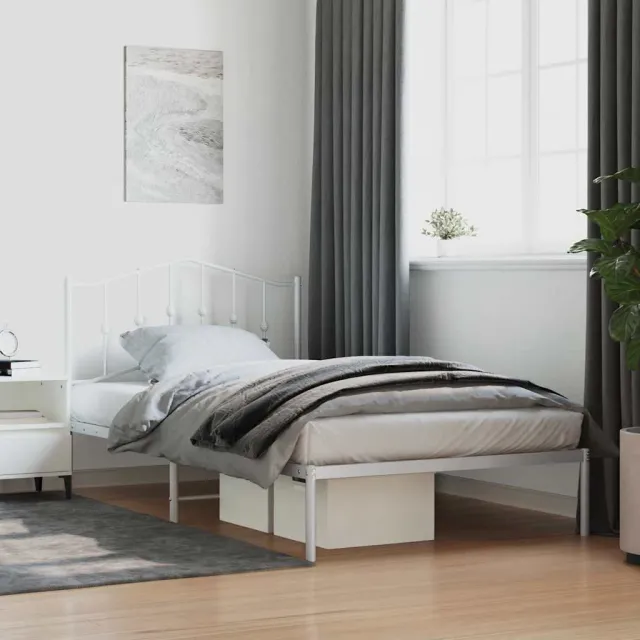 vidaXL Bedframe met hoofdbord metaal wit 107x203 cm