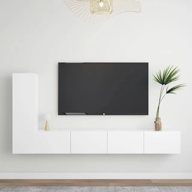 vidaXL 3-delige Tv-meubelset bewerkt hout wit, foto 2
