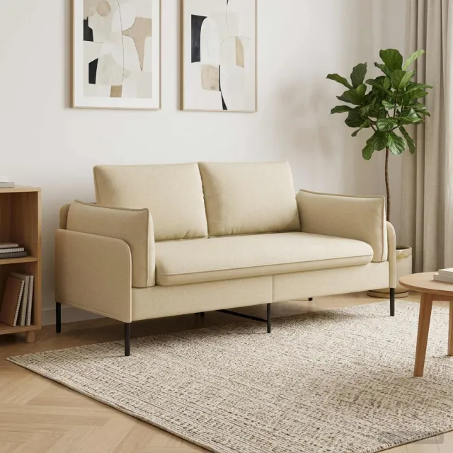 vidaXL 2-Zits Sofa Crèmekleurig 188 x 81 x 89 cm Stof