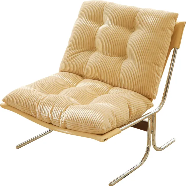 Ropilly Crème ribstof fauteuil - Loungestoel met metalen poten - Afneembare bekleding - Modern design - Woonkamer en slaapkamer - 73,6x84x84,5 cm - Crème