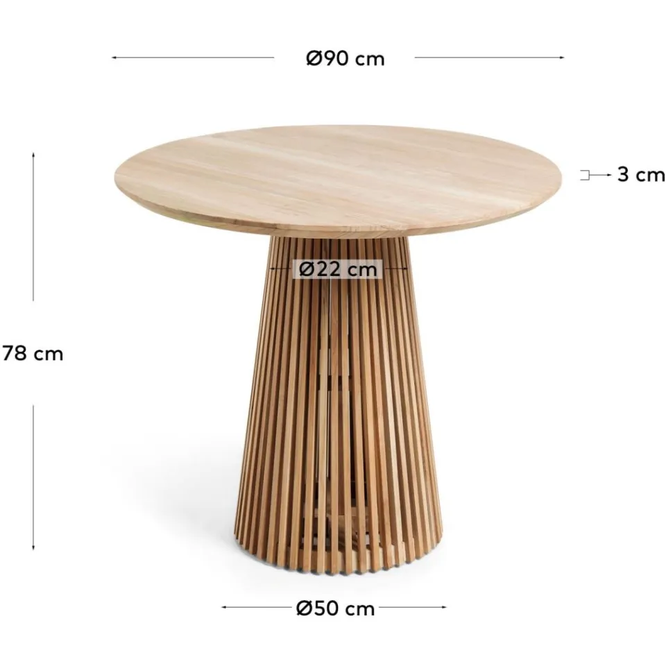 Kave Home Ronde Bistrotafel 'Jeanette' Teakhout, 90cm, kleur Naturel, foto 3
