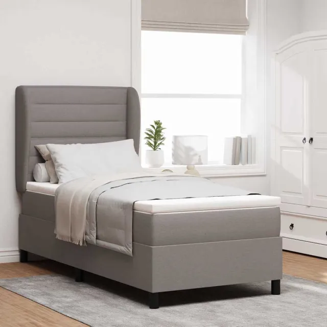 vidaXL Boxspring bed met hoofdeinde Taupe 80 x 200 cm Stof