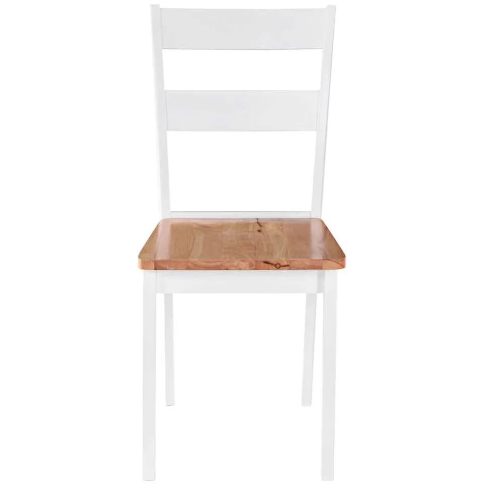 vidaXL Eetkamerstoelen 2 st massief rubberwood wit, foto 2