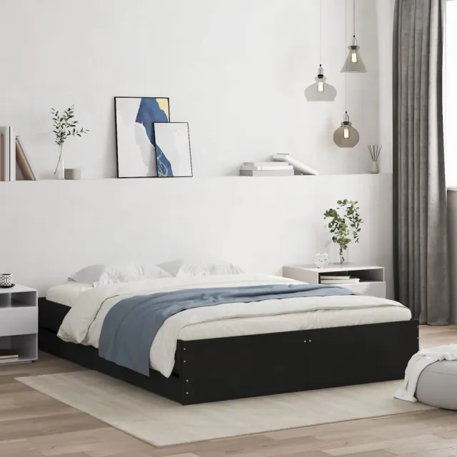 vidaXL Bedframe met lades bewerkt hout zwart 140x200 cm