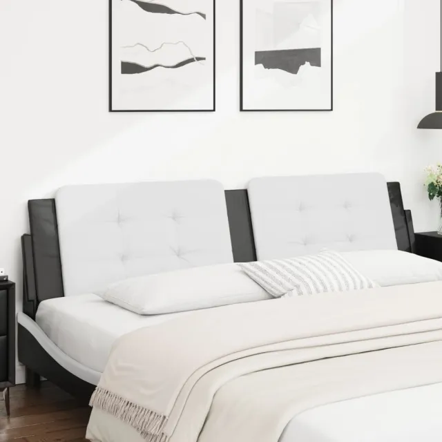 vidaXL Hoofdbordkussen "Zadar" 193 cm kunstleer wit en zwart