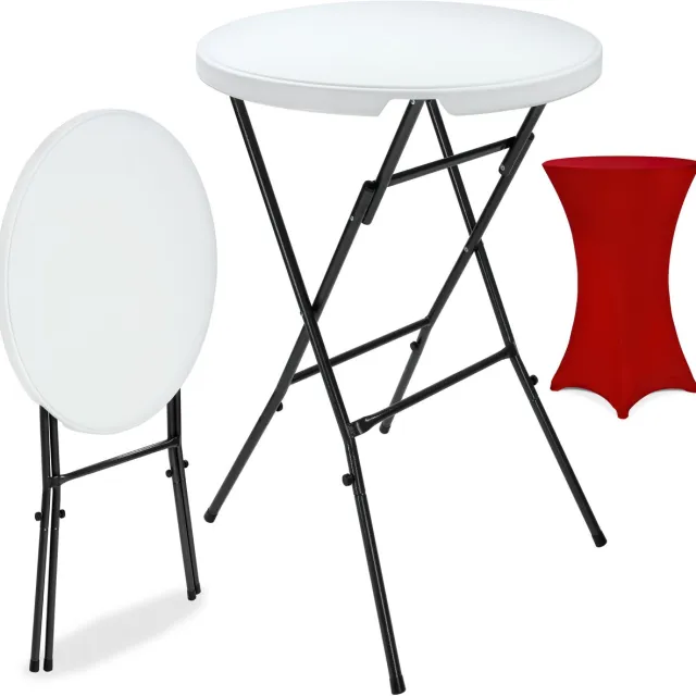 Casaria Statafel met Hoes Ø72 cm – Inklapbaar 110 cm Weerbestendig - Rood Bordeauxrood