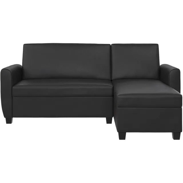 Notio Living Noah-Slaapbank - 3-zits - Zwart Kunstleer