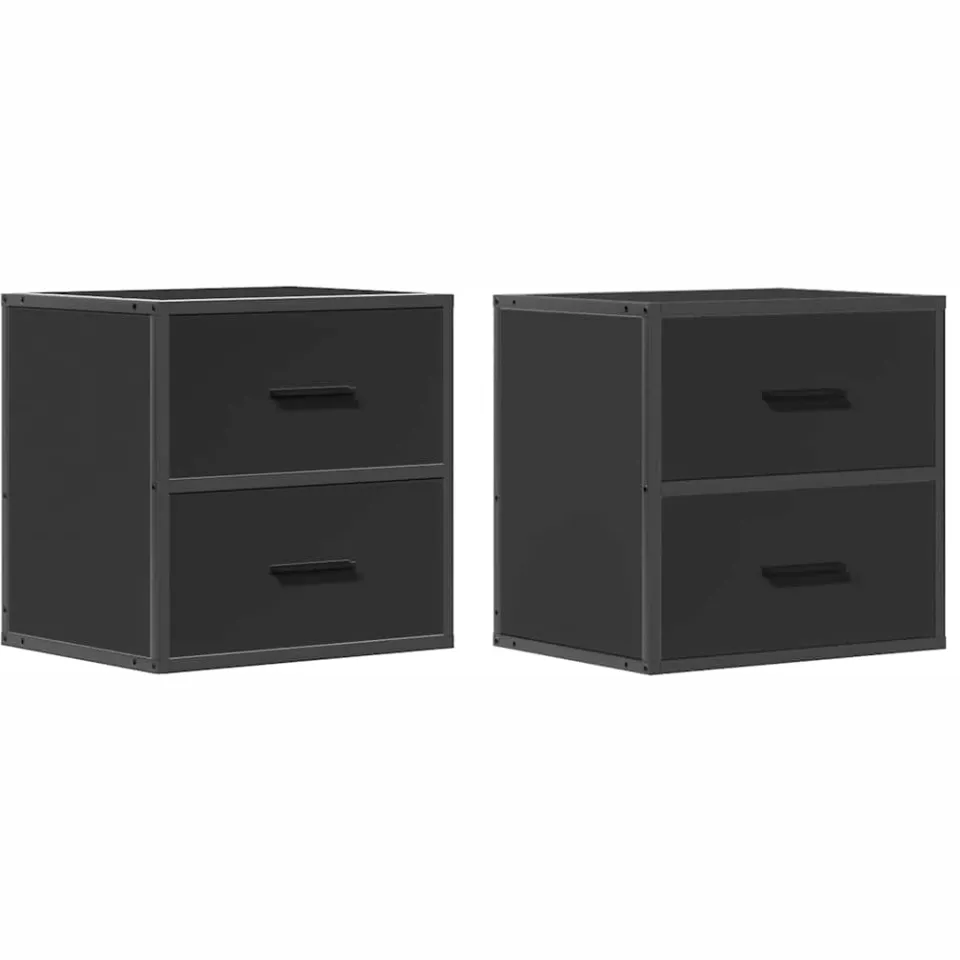 vidaXL Nachtkastjes wandgemonteerd 2 st 40x31x39,5 cm zwart