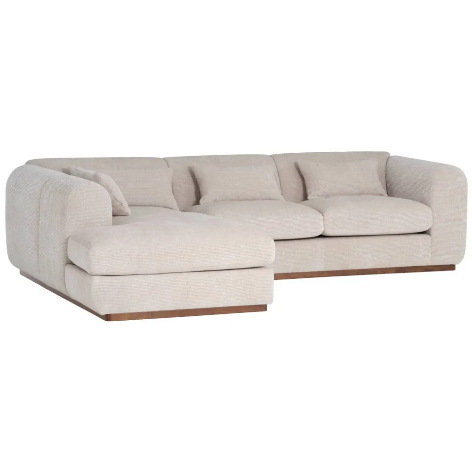 WOOOD Brenvo Hoekbank Links - Structure Velvet - Zand - 73x306x178, foto 2