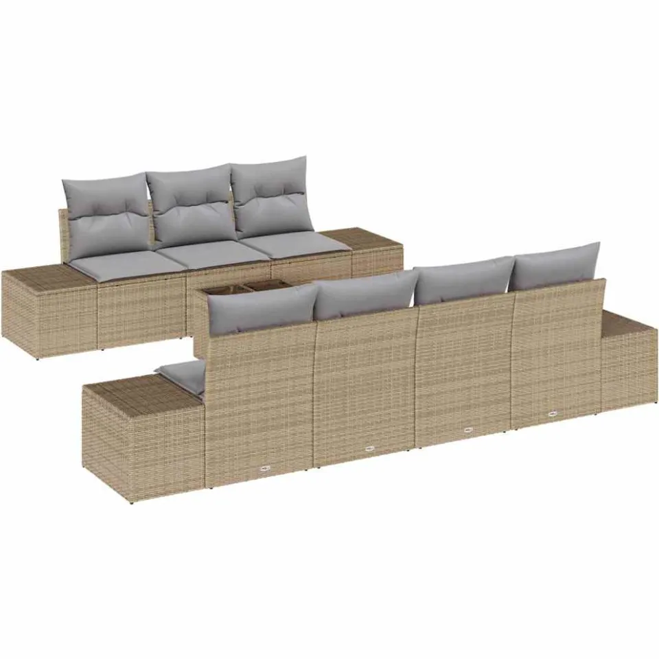 vidaXL Tuin Sofa Set 8 st Beige poly rattan, foto 3