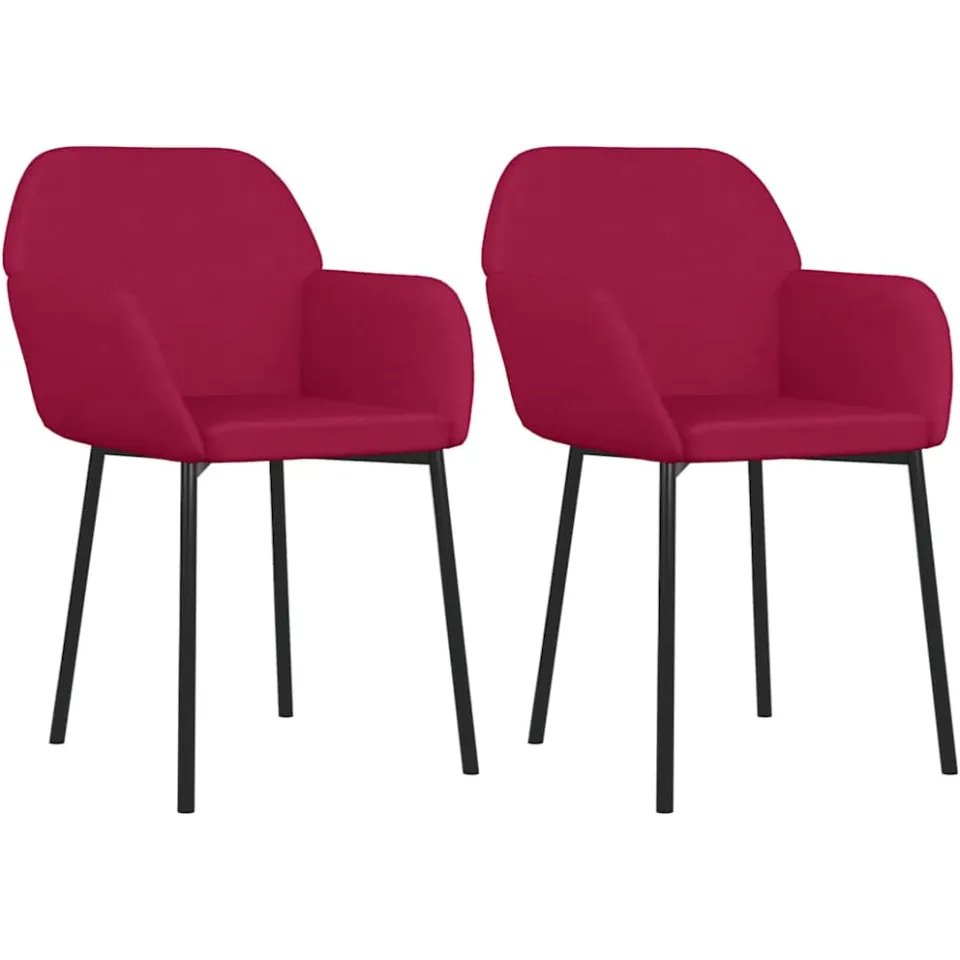 vidaXL Eetkamerstoelen 2 st fluweel wijnrood, foto 3