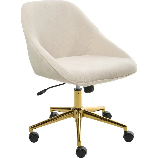 Beliani BARDSDALE - Bureaustoel - Lichtbeige - Fluweel