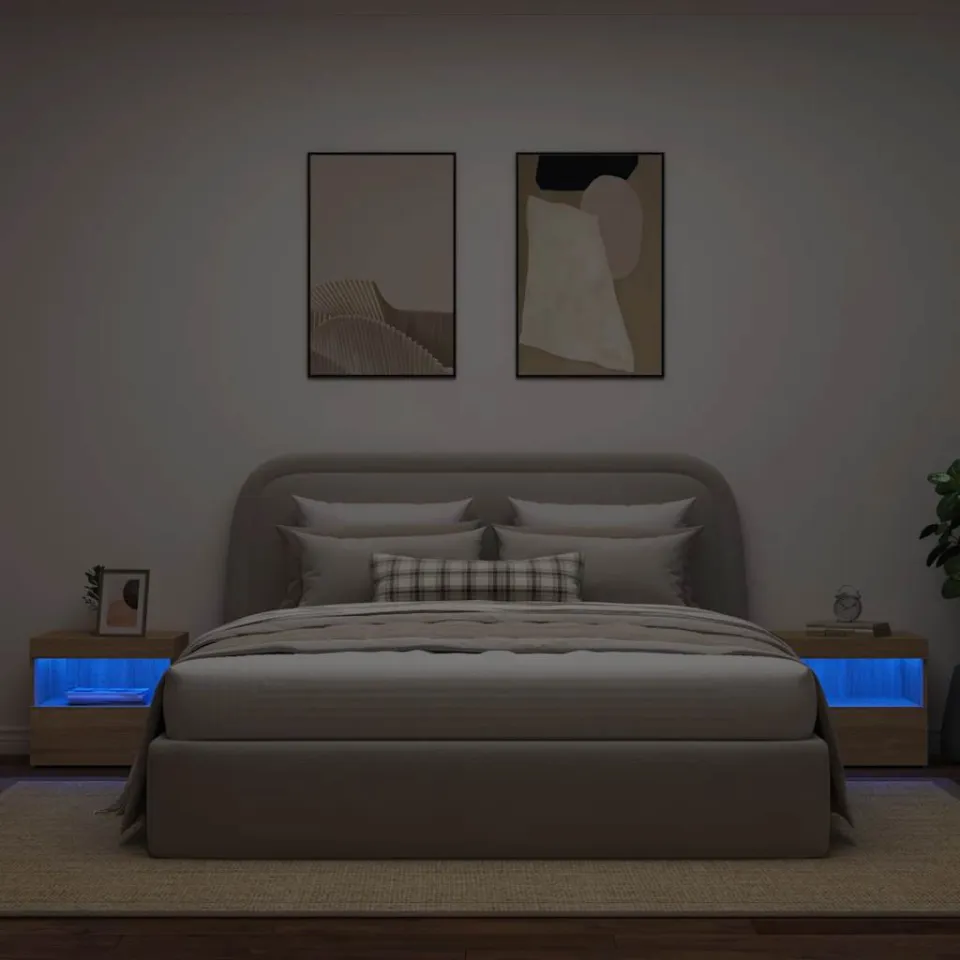vidaXL Nachtkastjes met LED 2 st 50x40x45 cm sonoma eikenkleurig, foto 4
