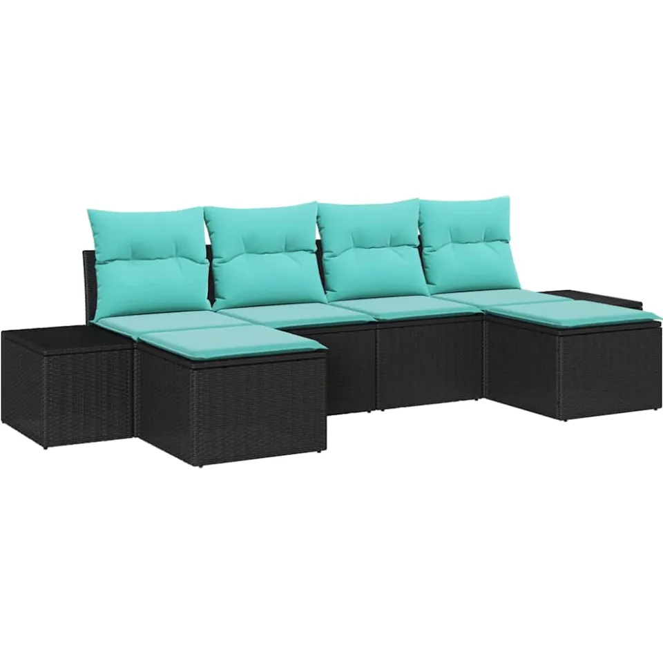 vidaXL Tuin Sofa Set 6 st Zwart poly rattan
