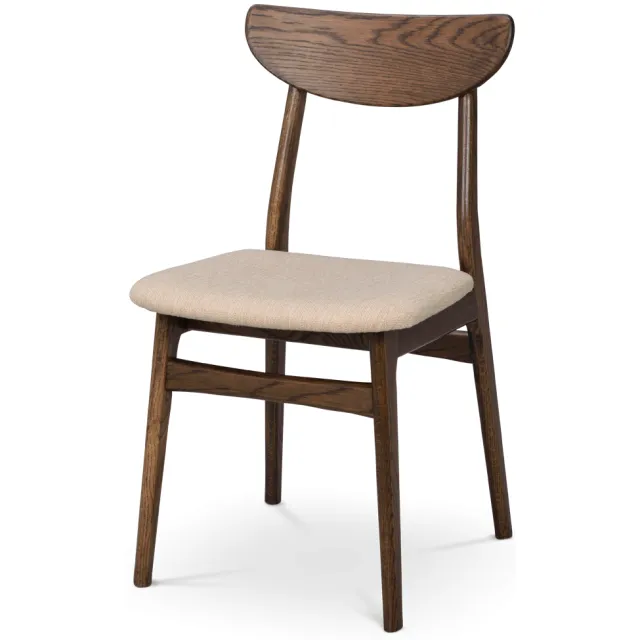 Rowico Home Rodham houten eetkamerstoel donker eiken - gestoffeerde zitting beige