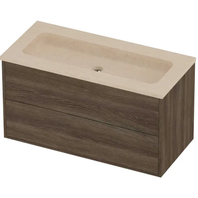 Proline Rollo Badmeubelset Hardsteen Elegant Centraal 100x46x54 cm Sand Stone Vital Oak Eiken
