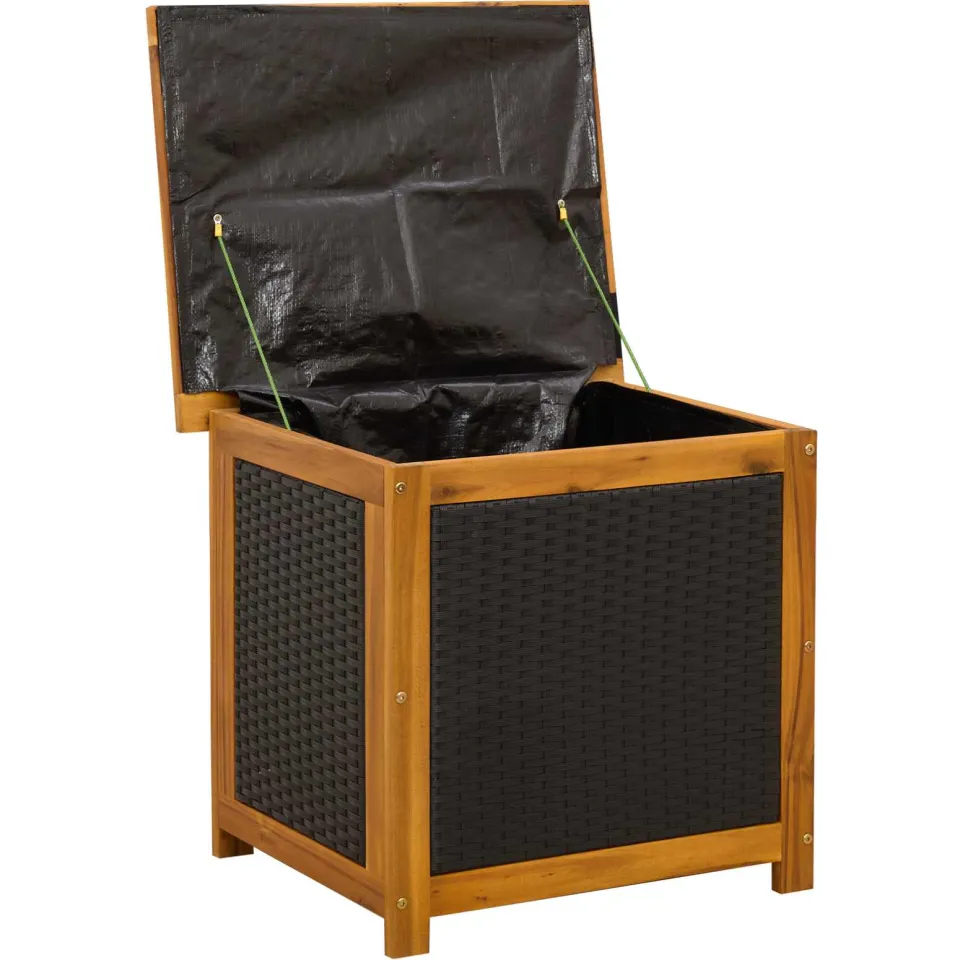 vidaXL Tuinopslagdoos 88 L Massief Acaciahout 60 x 50 x 56 cm Zwart