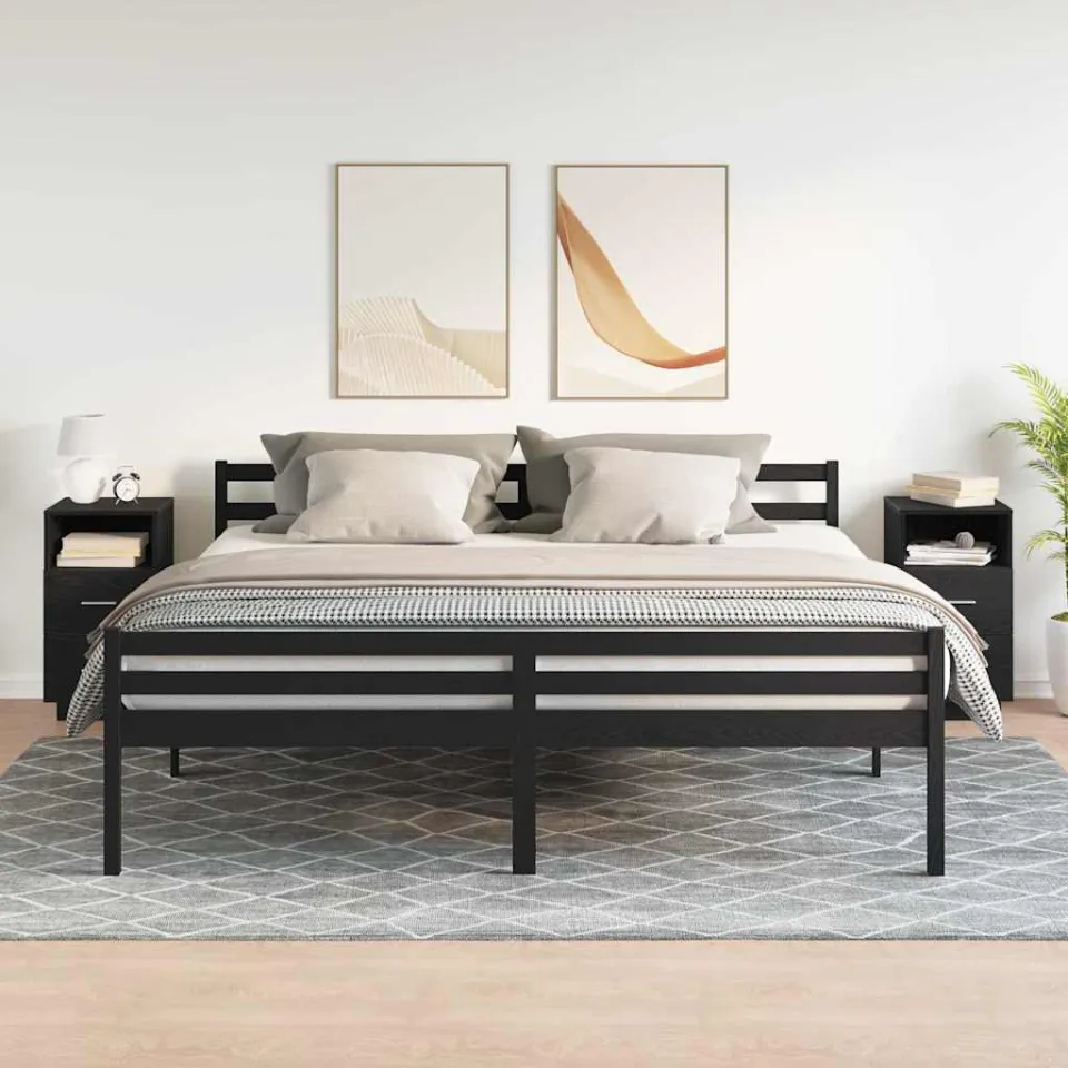 vidaXL Nachtkastjes 2 st met 2 lades 36x36x68 cm zwart, foto 2