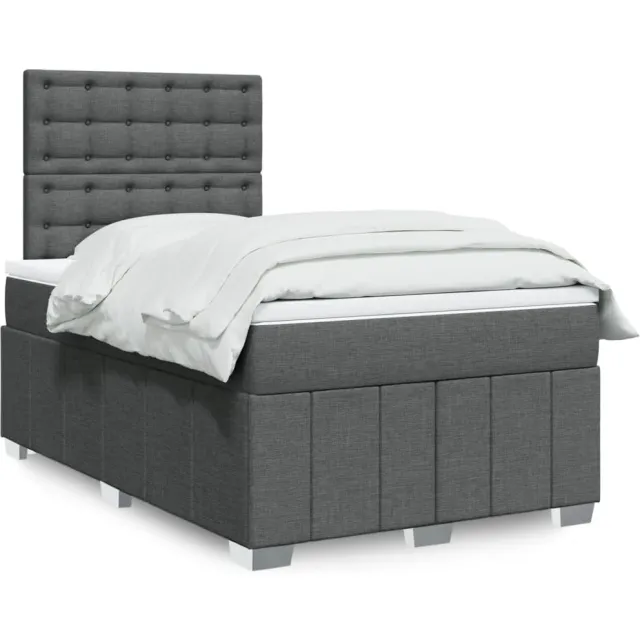 vidaXL Boxspring met matras stof donkergrijs 120x190 cm grijs