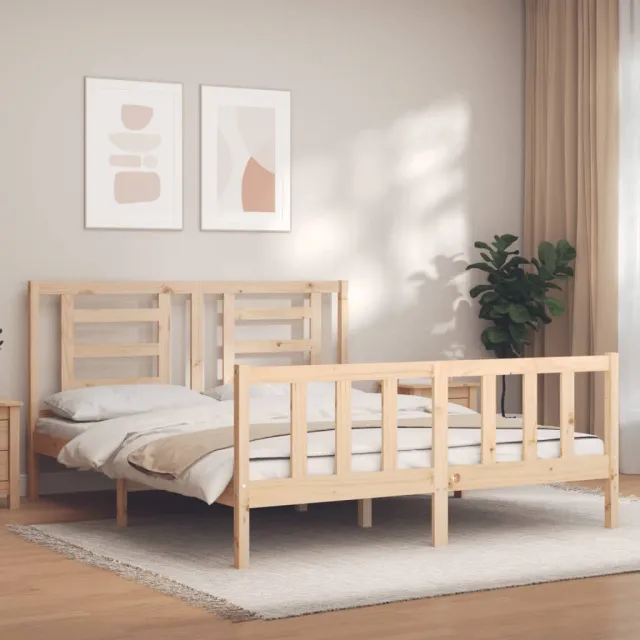 vidaXL Bedframe zonder matras massief grenenhout 160x200 cm Bruin