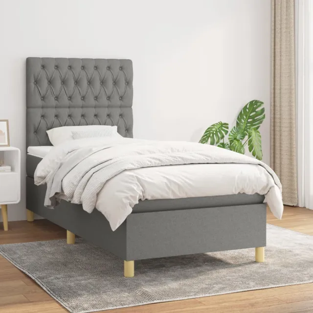vidaXL Boxspring met matras stof donkergrijs 100x200 cm grijs