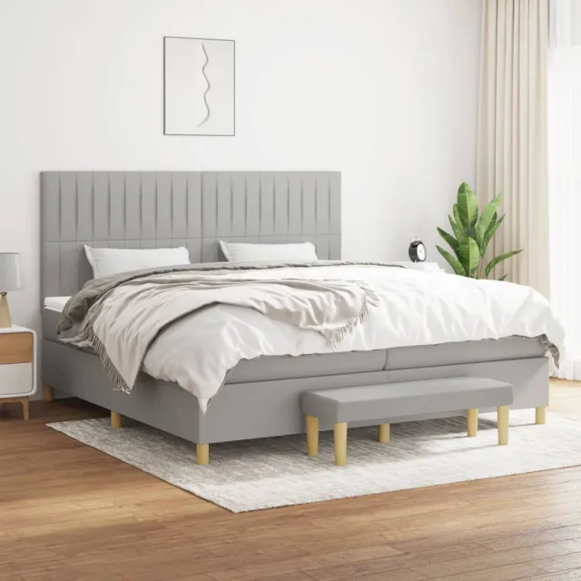 vidaXL Boxspring met matras stof lichtgrijs 200x200 cm grijs