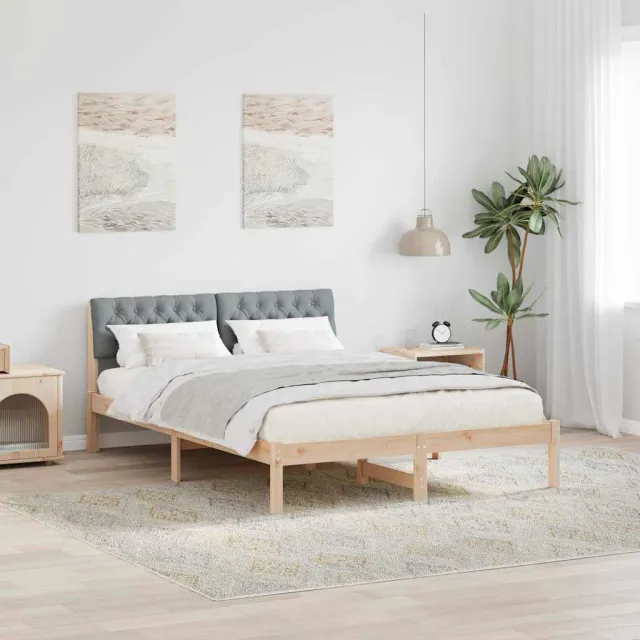vidaXL Bedframe Bruin en lichtgrijs 150 x 200 cm Massief grenenhout