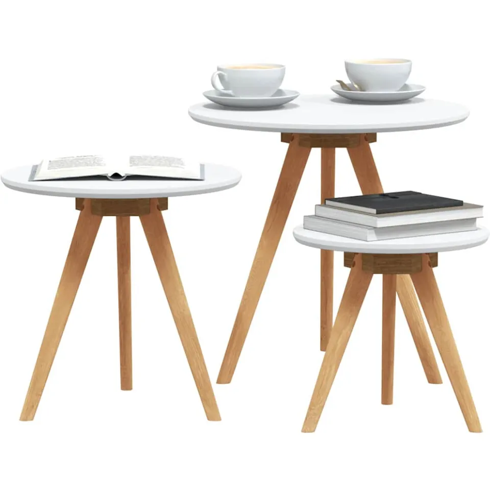vidaXL Salontafel 3 st Bruin 50 x 50 x 46 cm Massief Notenhout