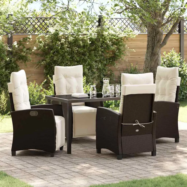 vidaXL Tuin eettafelset 5 st Bruin poly rattan, foto 2