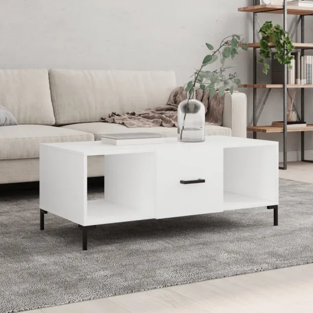 vidaXL Salontafel 102x50x40 cm bewerkt hout wit, foto 2