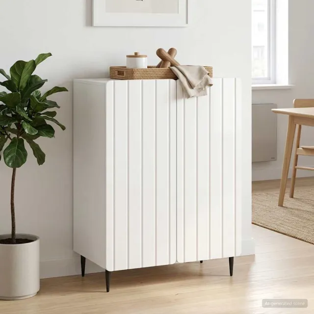 vidaXL Dressoir Hoogglans Wit 66 x 34,5 x 92 cm Bewerkt hout