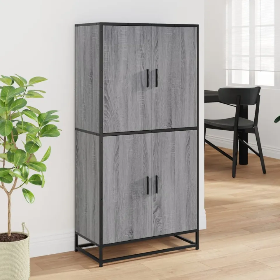 vidaXL Hoge kast 68x35x139 cm bewerkt hout grijs sonoma eikenkleurig, foto 2