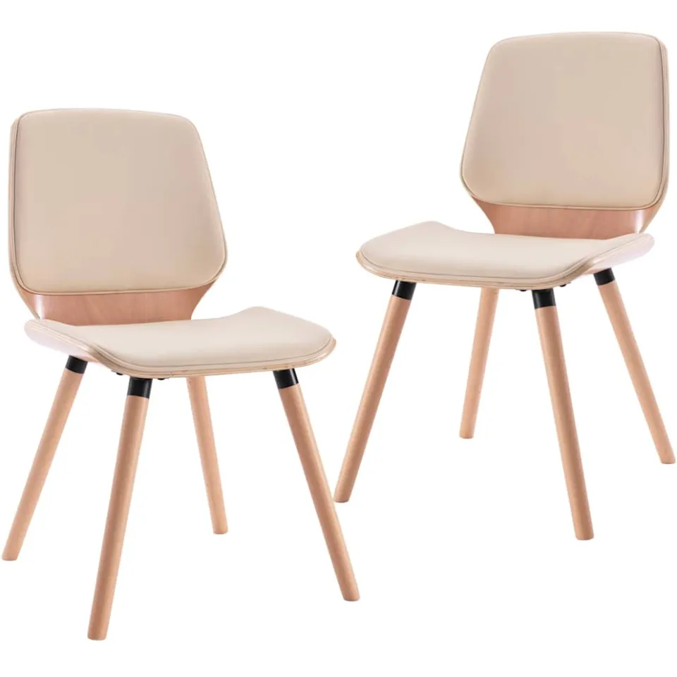 vidaXL Eetkamerstoelen 2 st kunstleer crème, foto 3