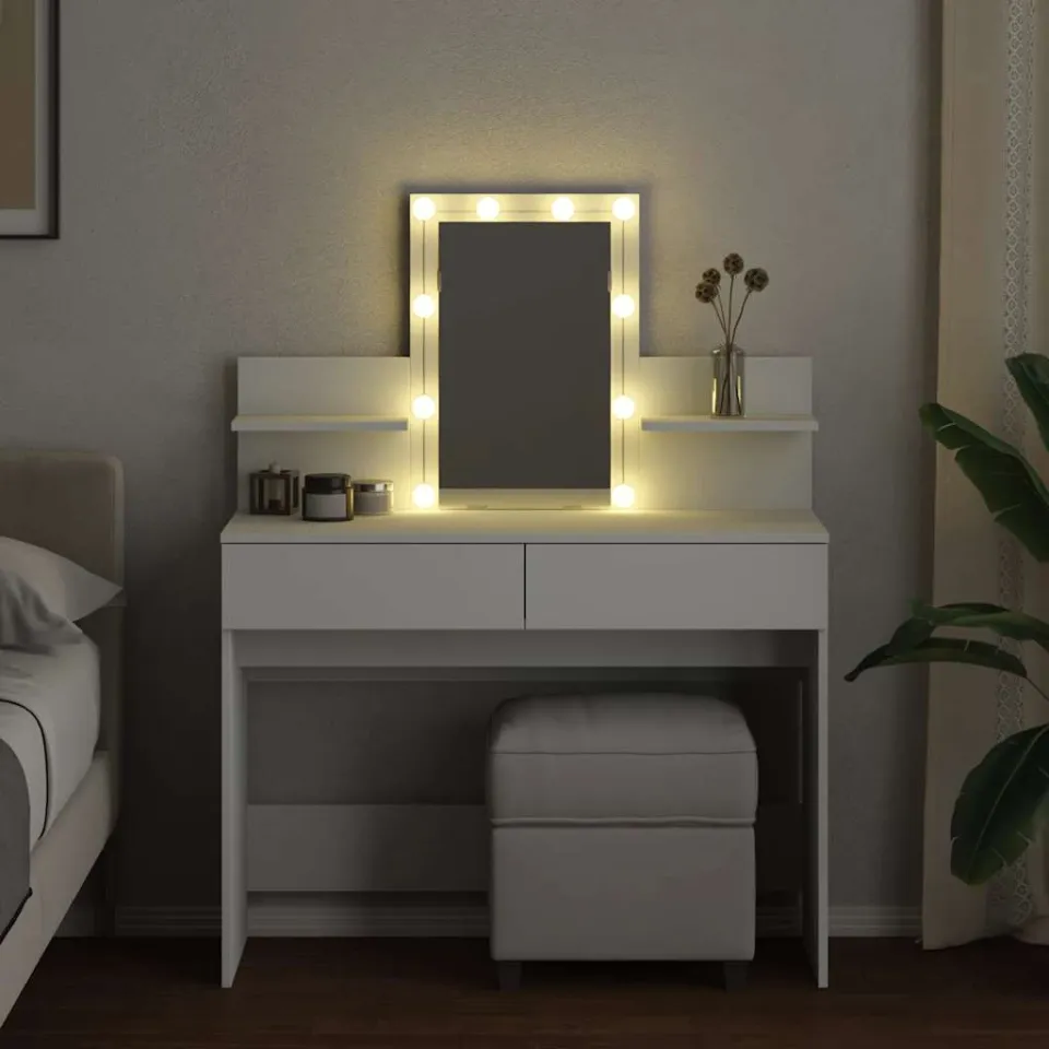 vidaXL Kaptafel met LED-verlichting 100x40x130 cm wit, foto 3