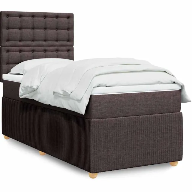 vidaXL Boxspring met matras stof donkerbruin 80x200 cm bruin