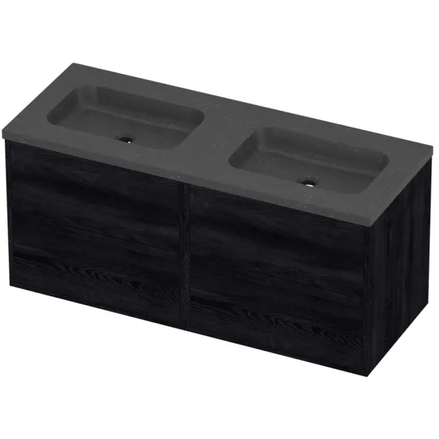 Proline Rollo Badmeubelset Hardsteen Elegant Dubbele Wasbak 120x46x54 cm Blue Stone Black Oak Eiken
