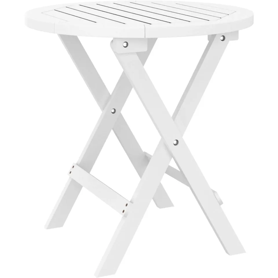 vidaXL Tuintafel inklapbaar Ø 46 cm massief acaciahout wit, foto 3