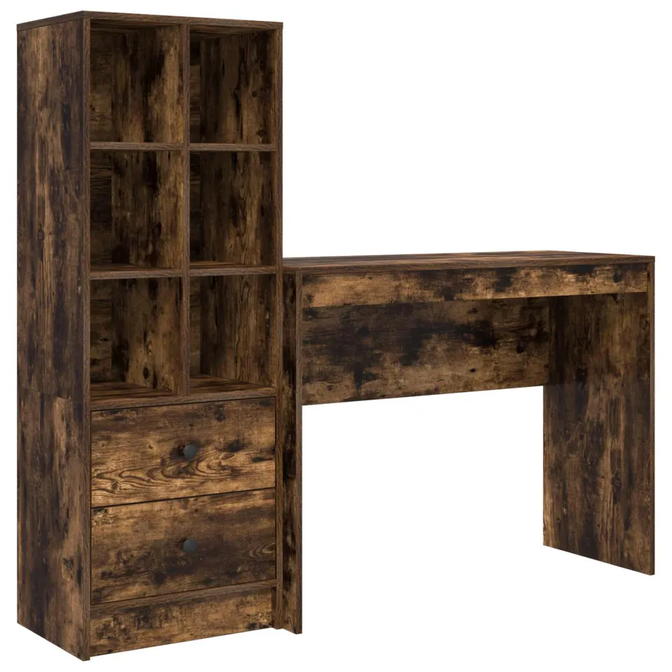 vidaXL Bureau Gerookt eiken 145,5 x 40 x 127 cm 2 st, foto 3