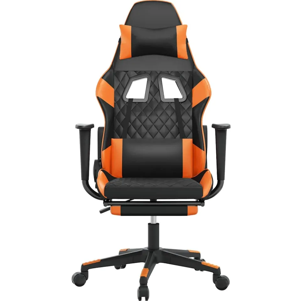 vidaXL Gamestoel met voetensteun kunstleer zwart en oranje